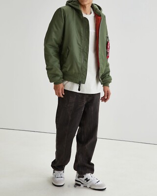 Alpha Industries MA-1 Natus Jacket Hood Trim Bomber Jkt NWT Green