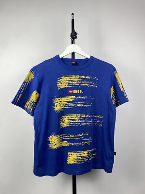 Vintage 90s Y2K Faded Blue Diesel central Logo T-shirt Men's S
