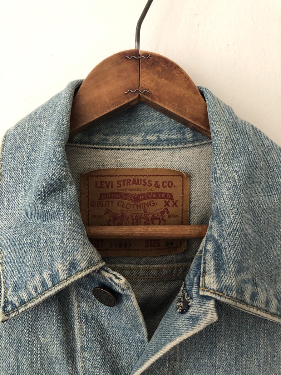 VTG 90s Levi's 71557 Type 3 Big E Denim Trucker Jacket Size 36