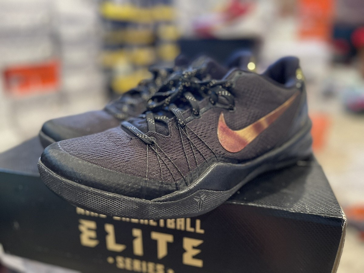 NIKE KOBE 8 VIII SYSTEM ELITE+ BLACK/METALLIC GOLD SIZE MEN'S 10