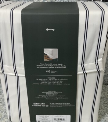 🌺 Threshold 400 Thread Count Performance Printed Sheet Set Blue