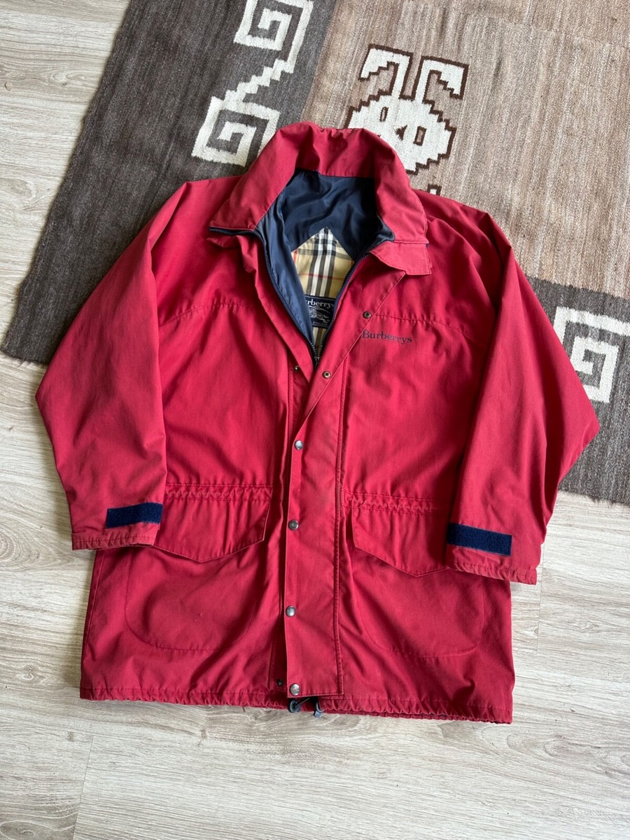 Burberry Vintage Men's Red Polycotton Outdoor Big Logo Sport