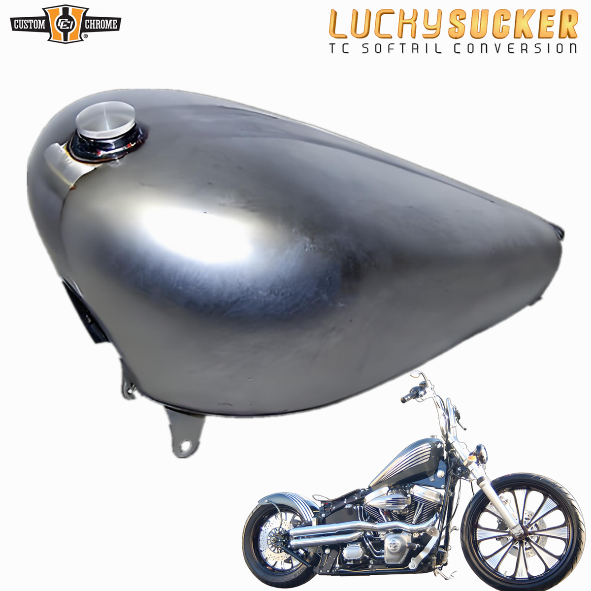 Lucky Sucker Raw Steel Fuel Gas Tank Fits For Harley EFI Twin Cam