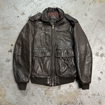 Vintage 80s Abercrombie & Fitch A-2 Military Flight Leather Jacket