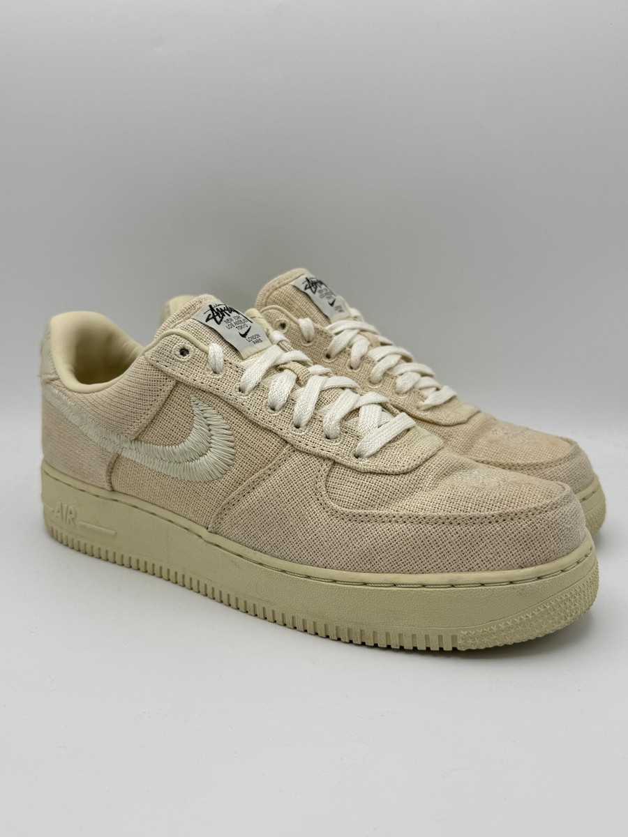 Size 9.5 - Stussy x Nike Air Force 1 Fossil Brown Beige