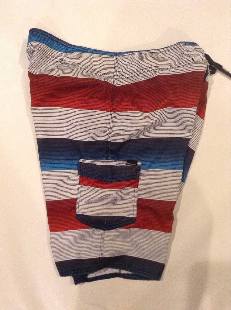 O'Neill Men's Santa Cruz Striped Boardshort Sz 34 Red Blue White