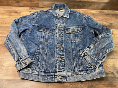 Vintage Lee Riders PATD 153438 Mens Black Denim Jean Jacket USA