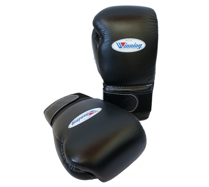 Winning Boxing Gloves 12oz MS-400B Tape Pro Type Leather Black Red