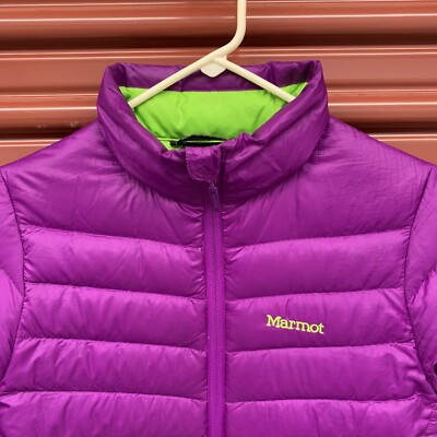 Marmot Jacket 700 Fill Down Puffer Coat Women's S Purple Lime
