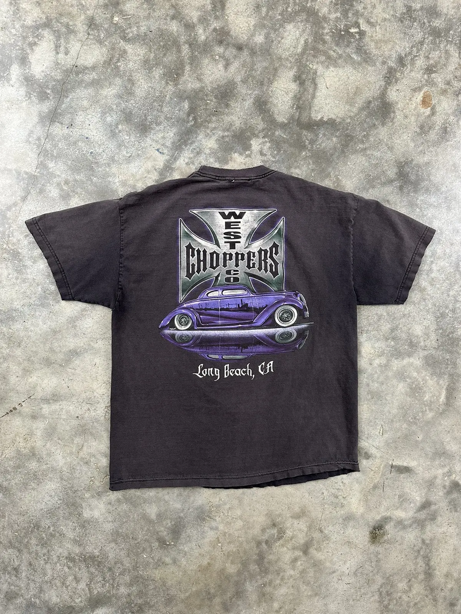 Vintage Thrashed Westcoast Choppers Purple Chrome Cross Tee | eBay