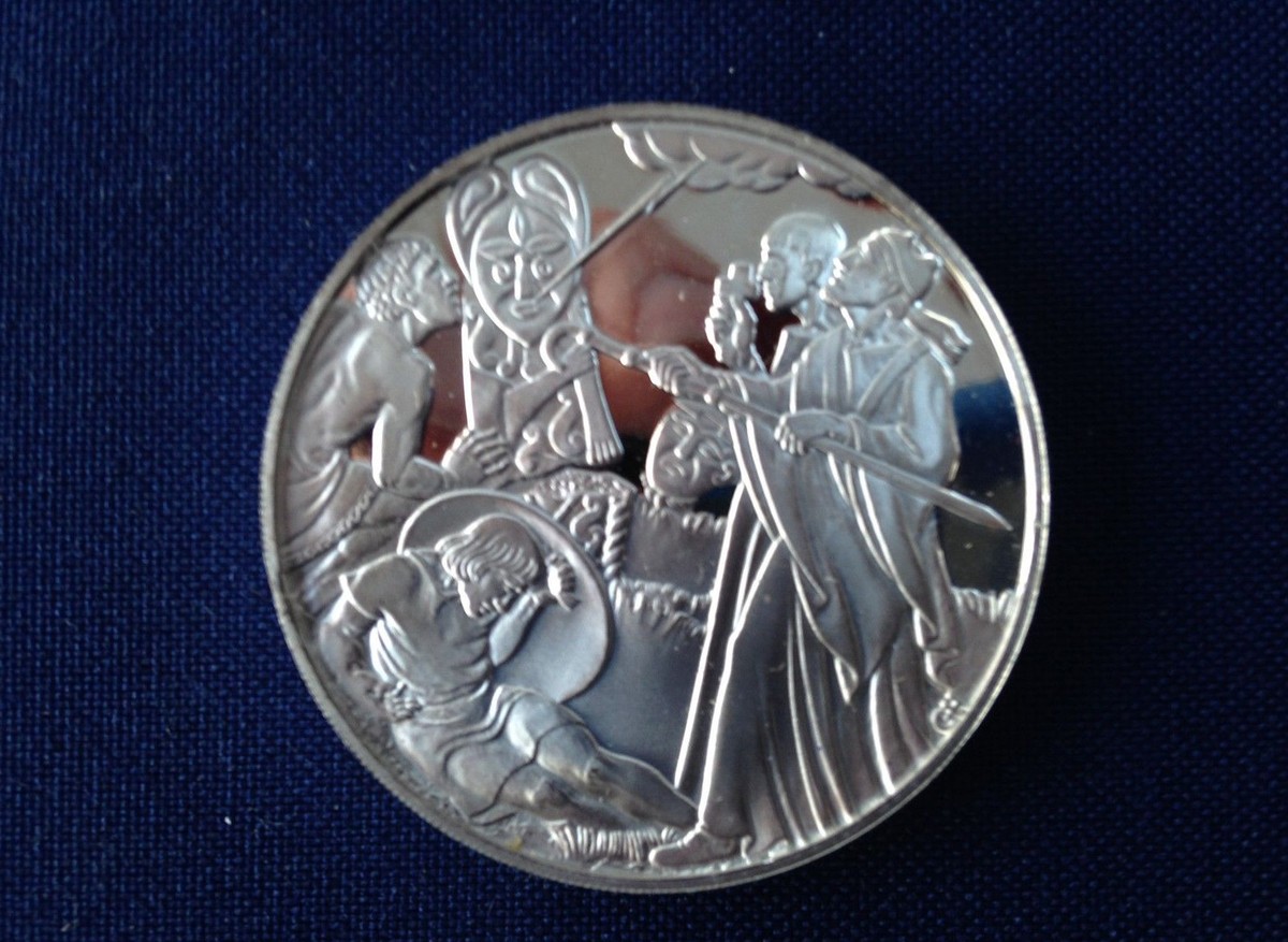 1974 Franklin Mint St. Patrick Destroys the Pagan Idol Silver Art