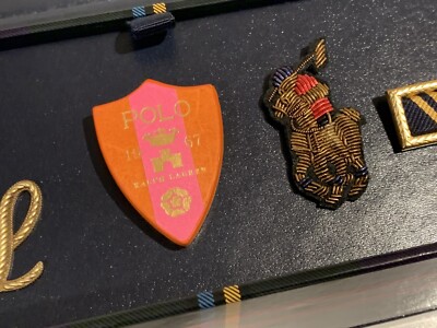 Polo Ralph Lauren Pin Bullion Brooch Gift Set Pony Shield Military