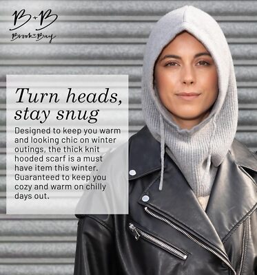 Brook + Bay Knitted Hooded Scarf w/drawstrings - Knit Balaclava
