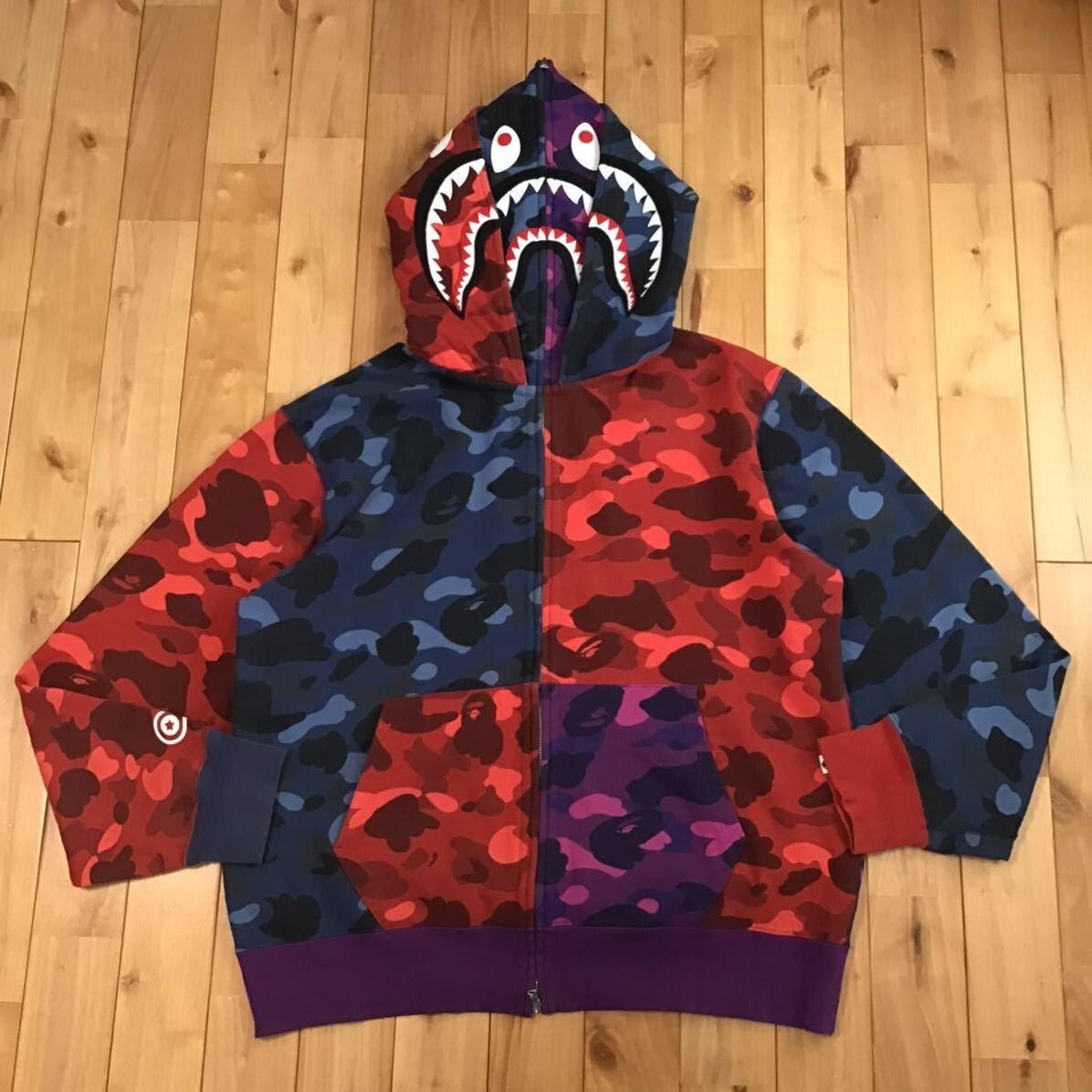 BAPE Double shark full zip hoodie crazy camo A Bathing Ape Size