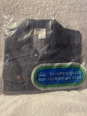 VINTAGE 60s 70s -Montgomery Ward Jean Jacket -size 16 - Blue Denim