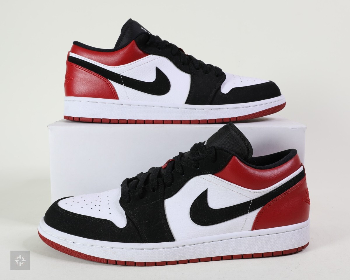 Nike Air Jordan 1 Low Black Toe Red White Shoes Men's Size 12.5