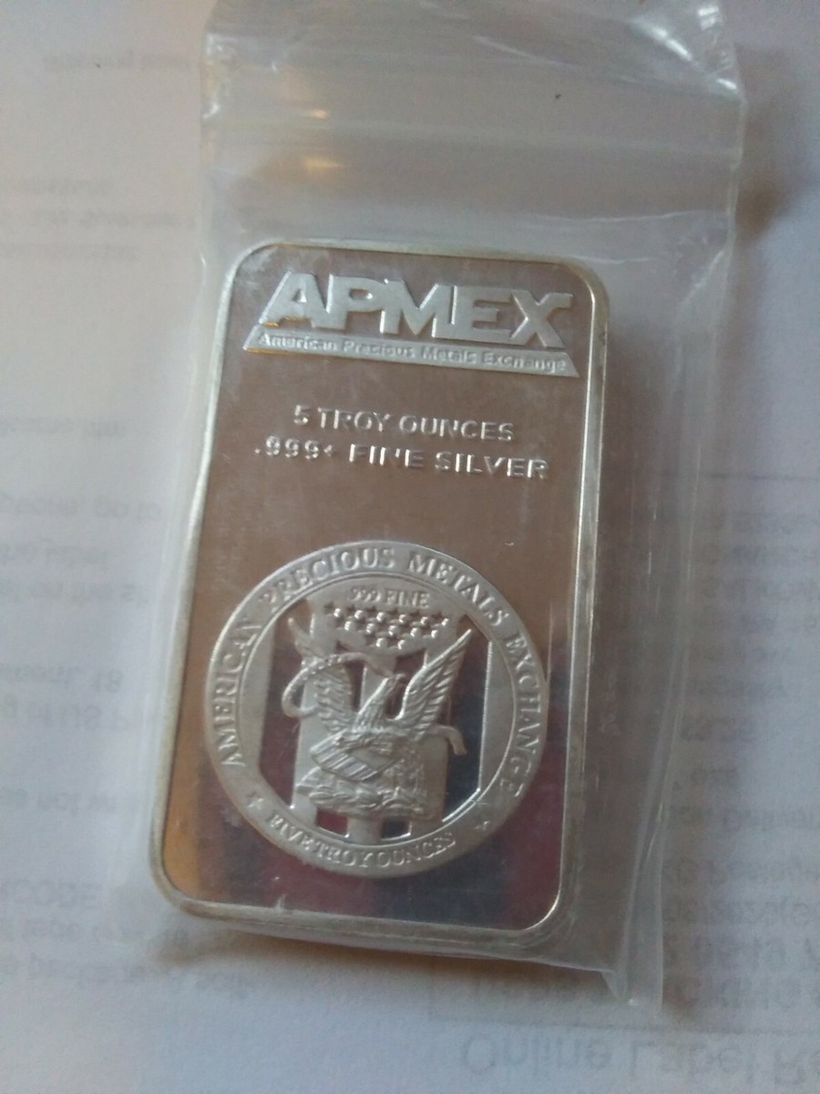 APMEX - 5 Troy oz. .999+ Fine Silver Bar | eBay