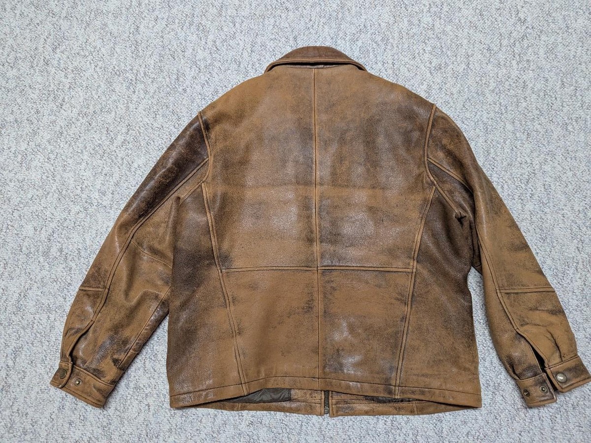 vintage 1990s leather jacket XL patina SHEEPSKIN motorcycle BOMBER