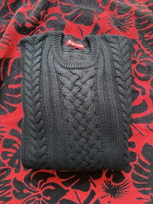 Supreme Applique Cable Knit Sweater In Hand | eBay