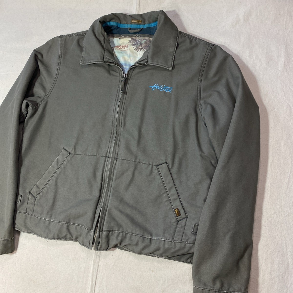 VTG Hollister Y2k Military Jacket Mens Sz XL Canvas Lined Full Zip