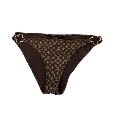 LOUIS VUITTON Vintage Monogram Bikini Swimwear #38 Brown Gold
