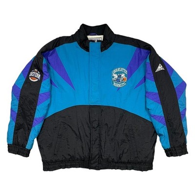 VTG 90s NBA CHARLOTTE HORNETS APEX ONE FULL ZIP PUFFER JACKET SIZE