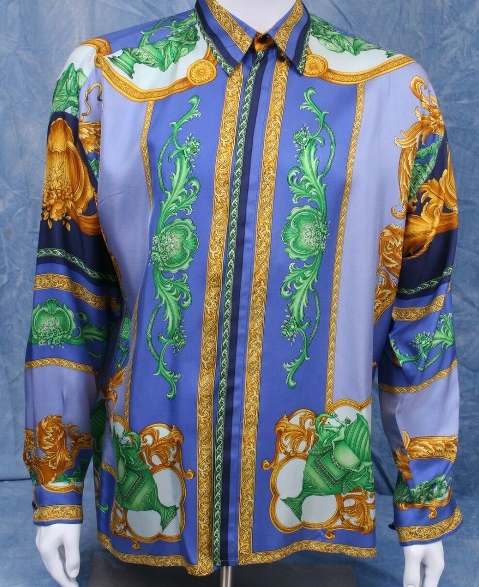 Authentic GIANNI VERSACE vintage silk shirt print size IT 48 from
