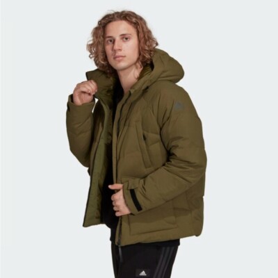 New Adidas Original Mens BIG BAFFLE DOWN JACKET GREEN GT6535 S