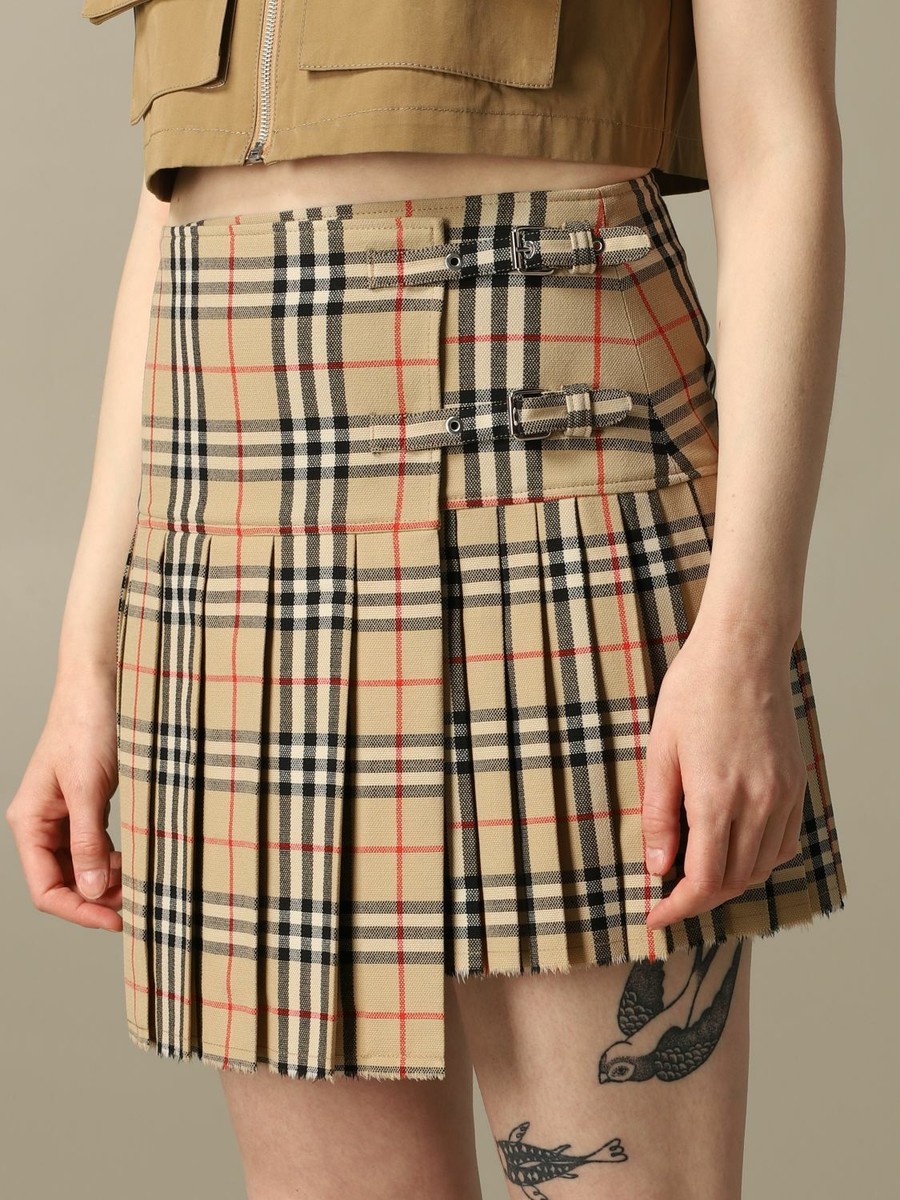 Burberry Zoe Vintage Check Asymmetrical Kilt Mini Skirt US-8 UK-10