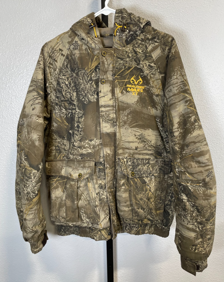 Realtree Max-1 XT Camo Mens Hunting Hooded Bomber Jacket Sz M 38
