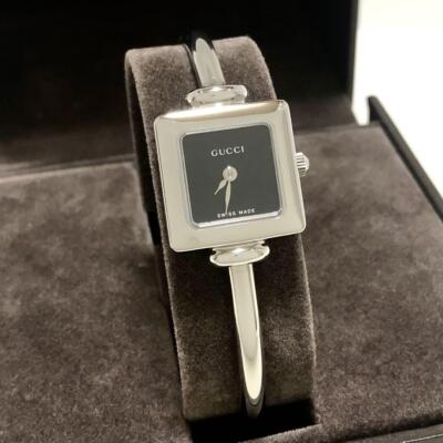Gucci 1900L Watch Ladies Black Quartz Square Swiss Made Dial 19mm