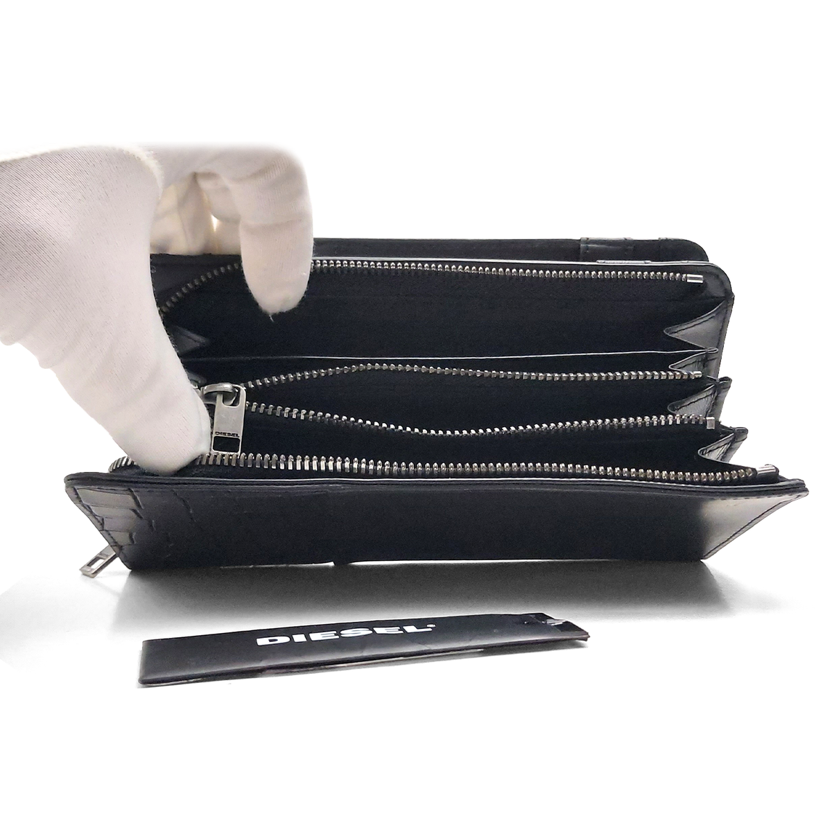 Diesel X03721 B-STAR Black Crocodile Embossed Design Long Wallet