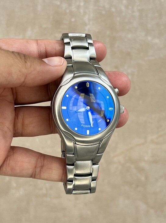 Rare y2k 00s FOSSIL Big Tic JR-8096 Blue Quartz Animated Watch