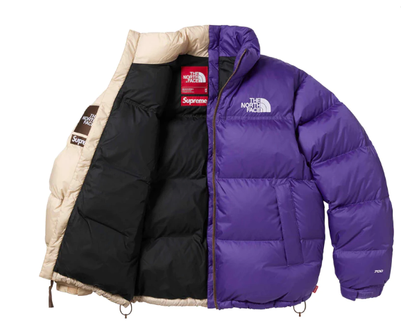 Supreme The North face Split Nuptse Jacket Tan Purple Size XL SS24