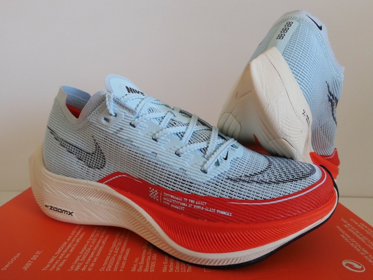 MENS NIKE AIR ZOOMX VAPORFLY NEXT% 2 GLACIER BLUE-BLACK-RED SZ 5.5