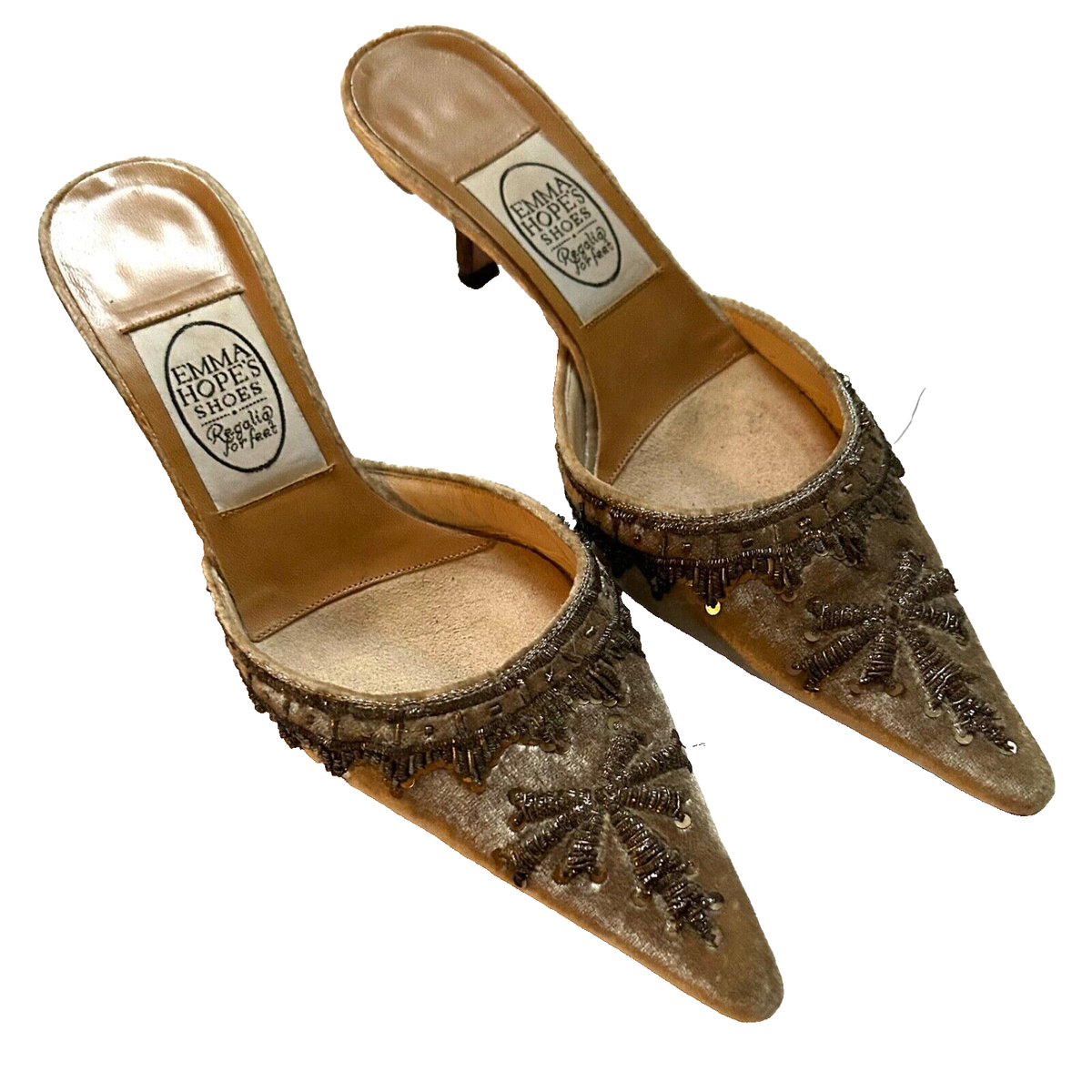 ハイヒール ビーズ刺繍ビジュー黒 イタリア製 Emma Hope ハイヒール