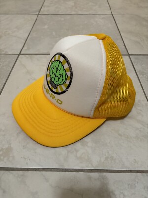 Rare authentic vintage 2001 NERD Pharrell yellow trucker hat glow