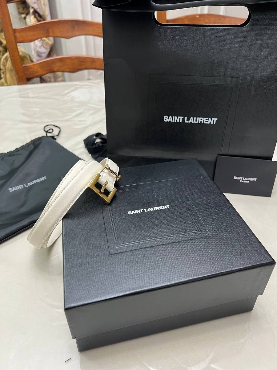 Yves Saint Laurent belt,Women White ,leather Gold Plated, size 85