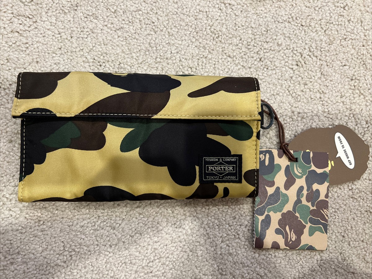 New A BATHING APE BAPE X PORTER ABC CAMO LONG WALLET Yellow CAMO