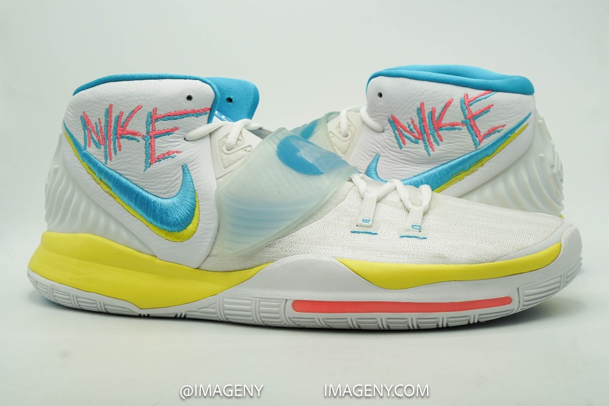 NIKE KYRIE 6 NEW SIZE 18 90S WHITE OPTI YELLOW DIGITAL PINK BLUE