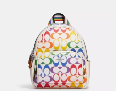 NWT COACH MINI COURT RAINBOW SIGNATURE COATED CANVAS BACKPACK