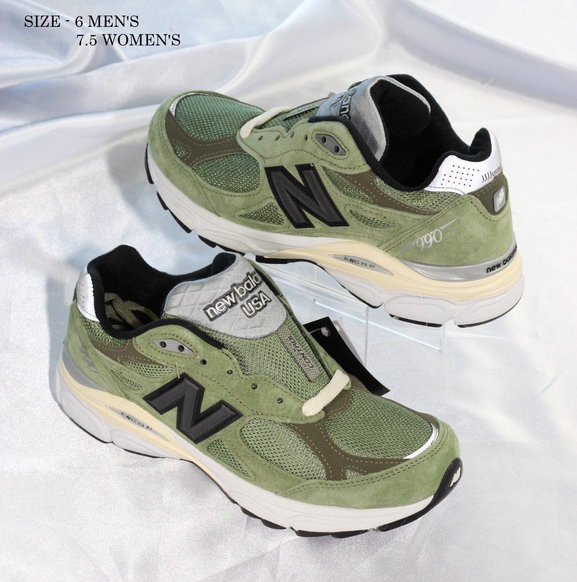 Size 6M - New Balance 990v3 x JJJJound Olive Green White Grey Low