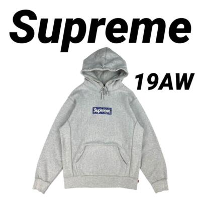Supreme 19AW BOX LOGO HOODIE Men's Hoodie Gray Blue Size M From