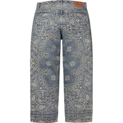 Supreme Bandana Jacquard Baggy Jean Blue | eBay