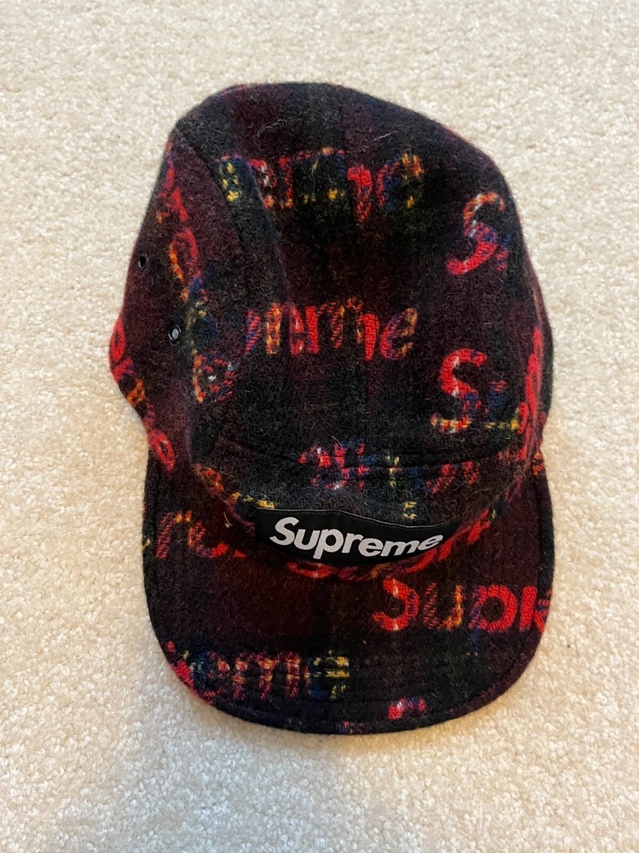 Supreme Harris Tweed Camp Cap Red Plaid NWT FW18 | eBay