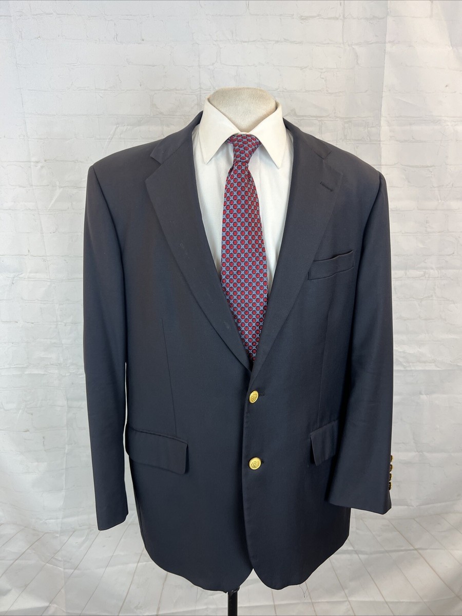 LORO PIANA SUPER 120 Brooks Brothers Men's Black Solid Wool Blazer