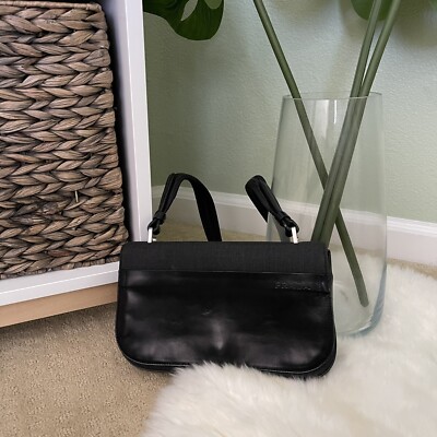 Vintage Y2K Prada Vitello Black & Gray Leather Canvas Single Strap