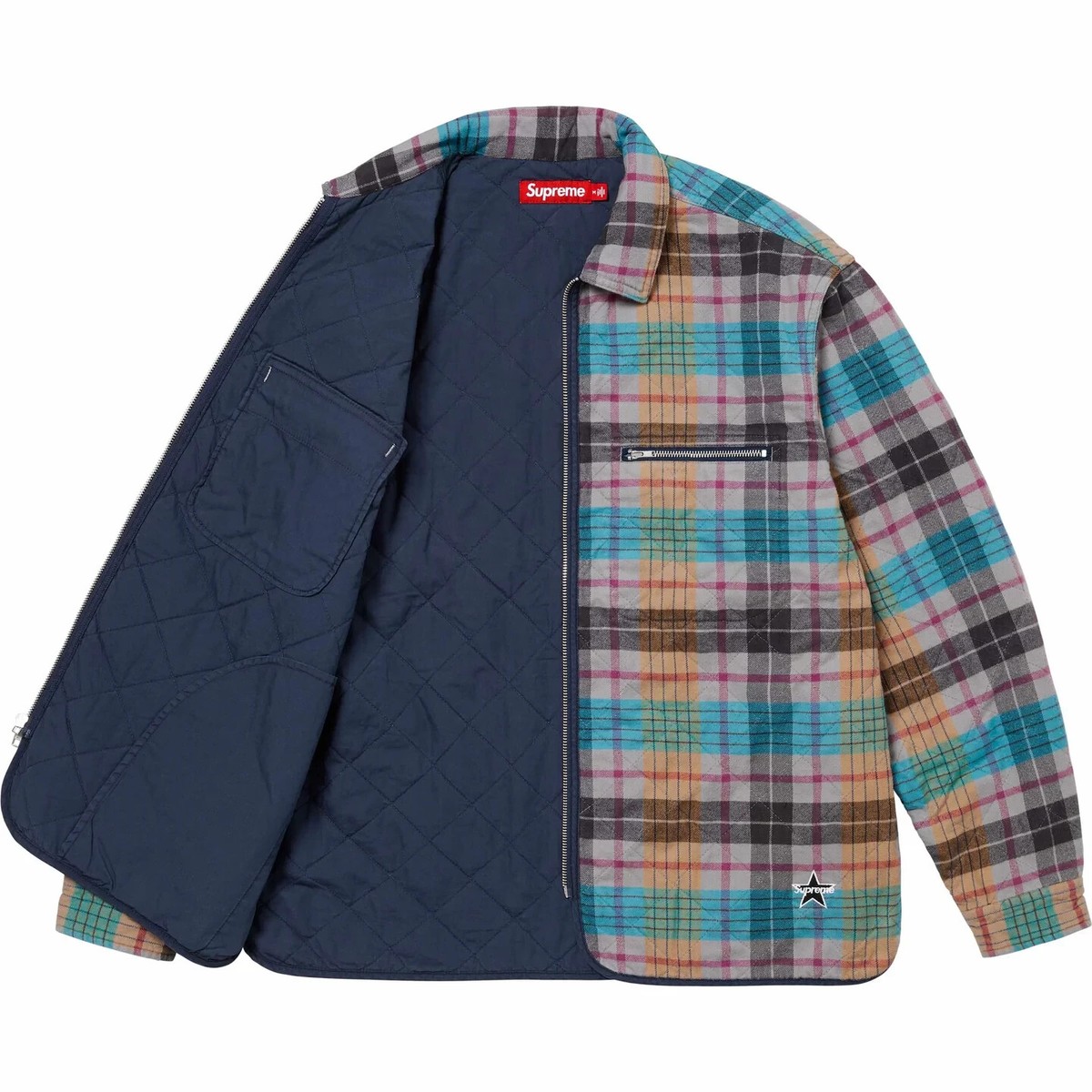 Supreme Quilted Flannel Zip Up Shirt Black Multi 2colors FW24 | eBay