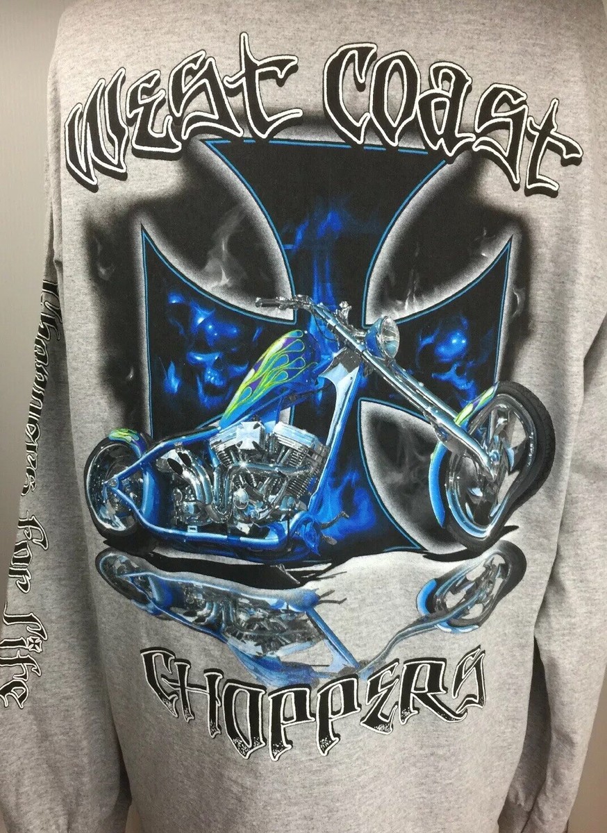 New Jesse James West Coast Choppers Men's Gray Long Sleeves T