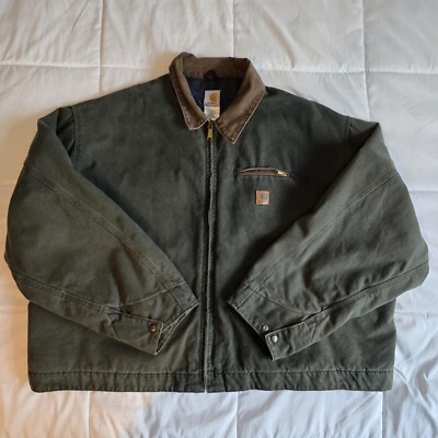 Vintage Carhartt Detroit Blanket Lined Jacket J97 MOS Moss Green
